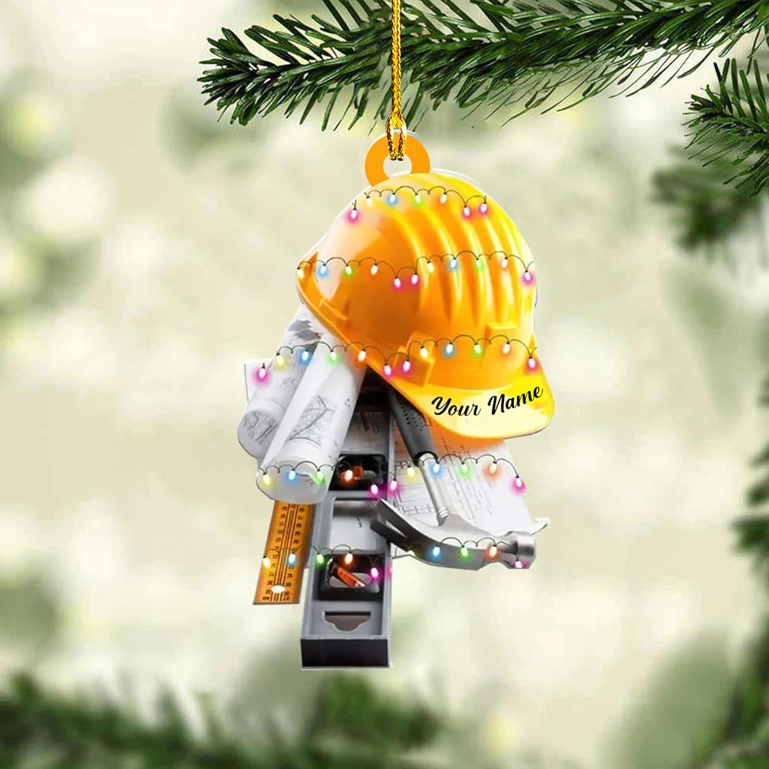 Personalized Construction Ornaments for Christmas Tree 2024, Construction Tree Ornaments Construction Ornament, Construction Tool Box Hard Hat Heavy Equipment Xmas Gift for Blue Collar Workers (W6)