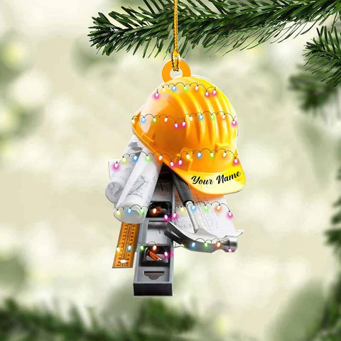 Personalized Construction Ornaments for Christmas Tree 2024, Construction Tree Ornaments Construction Ornament, Construction Tool Box Hard Hat Heavy Equipment Xmas Gift for Blue Collar Workers (W6)