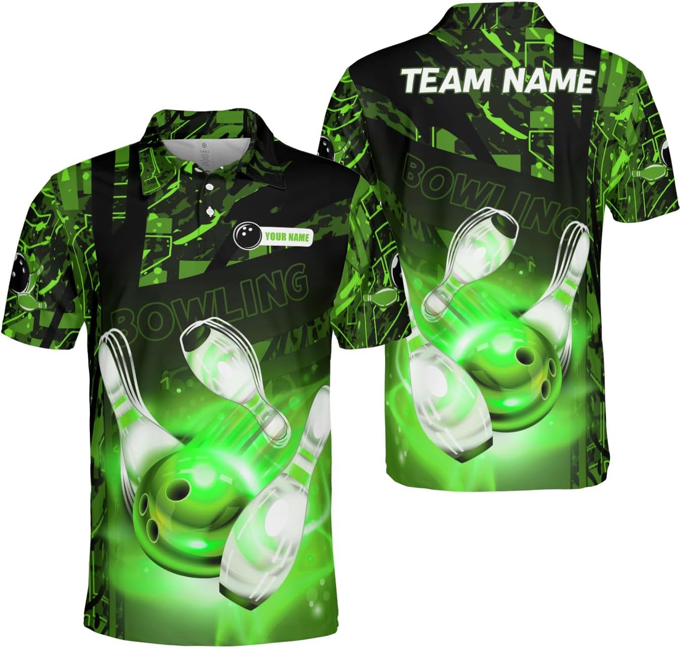 Ligthuy Personalized Name Bowling Polo Shirts 3D for Men and Women, Bowling Shirt, Bowling Shirts for Men Team Bowling Shirt