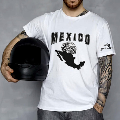 Mostprints Personalized Name Embroidered Mexico Tshirt, Customized Name Shirts Mexican US Flag, Mexico Shirt2