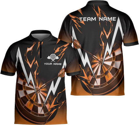 Personalized Bowling Jersey Darts Shirts, Dartboard Jersey Shirt Dart Shirts for Team, Dart League Bowler Zipper Jersey Shirt