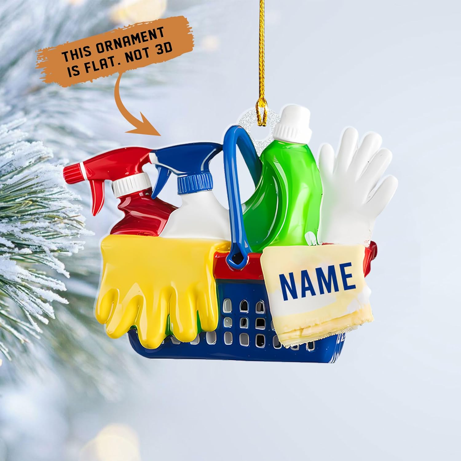 MAPrints Personalized Housekeeping Christmas Ornaments 2024, Cleaning Tool 2D Flat Shape Hanging Tree Ornament, House Cleaning Service Decorations, House Cleaning Service Maid Ornament Gift (HK 1)