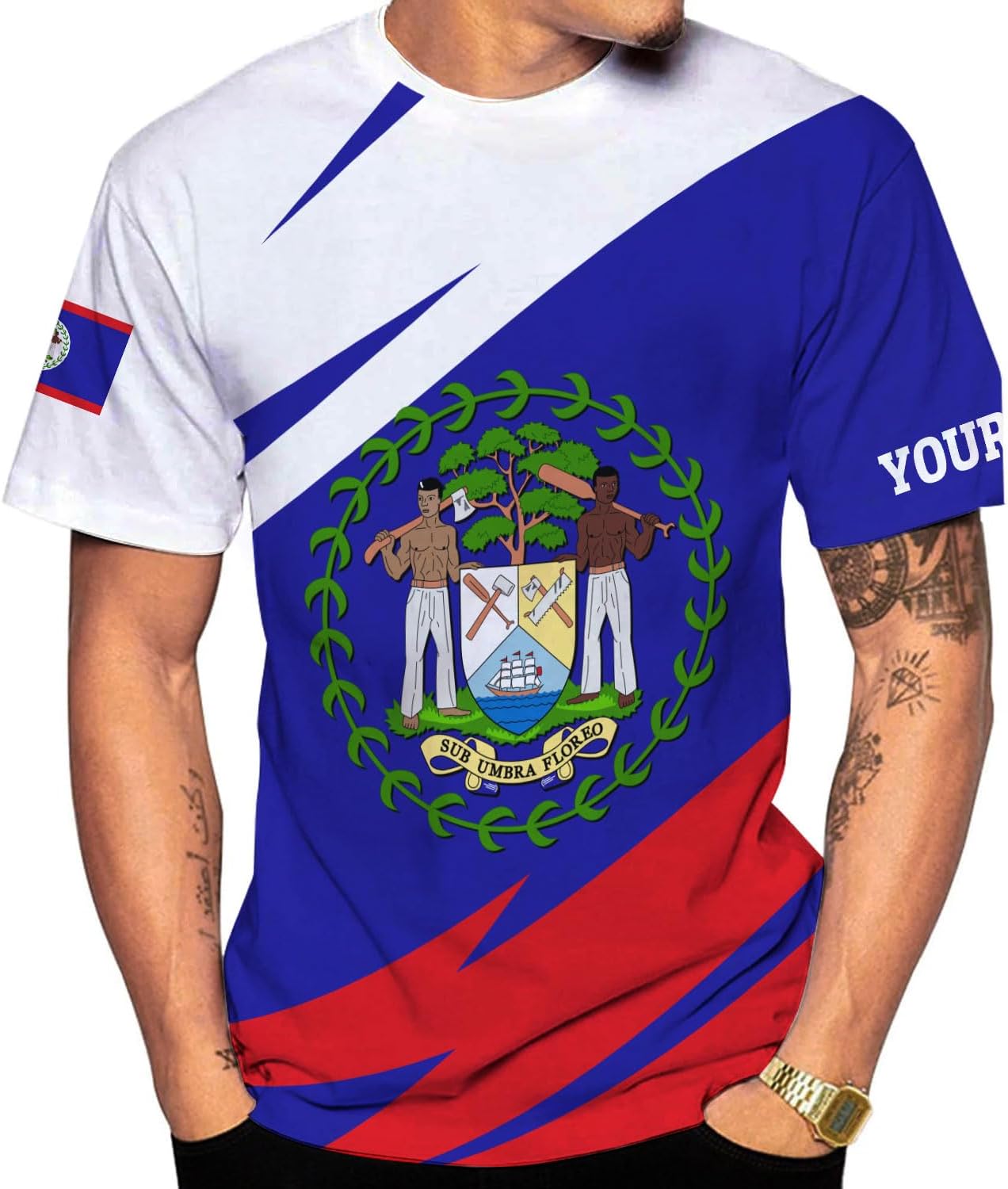 Artparel Personalized Belize Shirt Coat of Arms of Belize Flag Shirts Belizean Country Flag Gift T-Shirt Belizean Shirt S-5XL