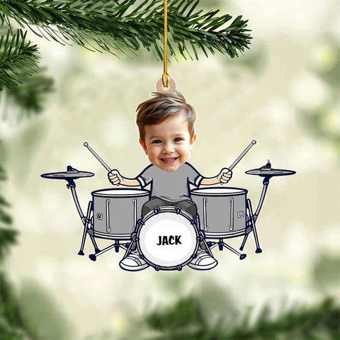 Podagree Personalized Drum Set Ornaments for Christmas, Customized Drummer Playing Drum Christmas Ornament, Custom Name Year Drummer Xmas Ornament, Instrument Ornaments, Drum Ornament Xmas (DRM10)