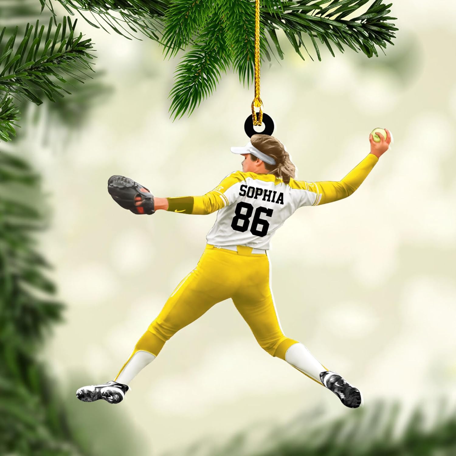 Parvii Personalized Softball Ornament Custom Softball Ornaments for Girl Coach Softball, Softball Gloves Ornament, Softball Ornament Softball Lover Softball Players Ornament (SB 8)