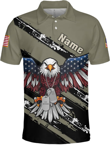 Veteran Polo Shirt for Men Custom US Army Polo Shirts Military Veterans Pride American Flag Gifts Memorial Day Army Shirts