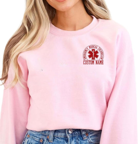 Suseaz Embroidered EMT EMS Sweatshirt Custom Paramedic Shirt Emergency Medical Services Hoodie