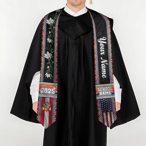 Pretyprints Peruvians Graduation Sash, Peru Graduation Stole Custom Personalized Peruvians American Flag Graduation Sash 2025