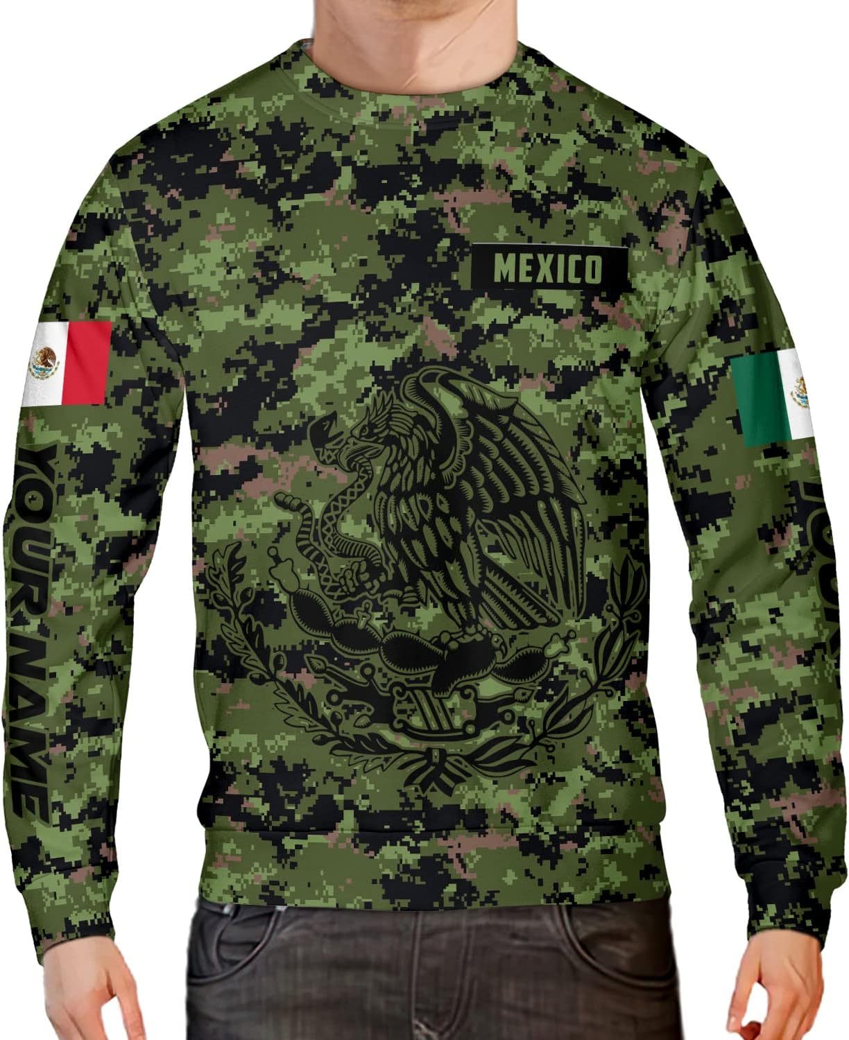 Personalized Name Army Camo flag Mexican Mexico Sudadera De Mexico Hombre Unisex Hoodie, T Shirt, Zip Up Hoodie, Sweatshirt For Men Women HD924