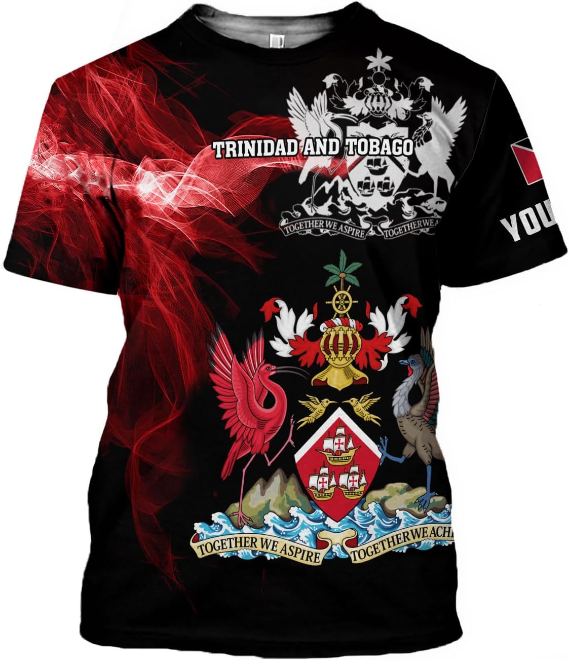 Personalized Trinidad & Tobago Shirts Trinidad and Tobago Coat of Arms Flag 3D Shirts Trinidad Pride Independence