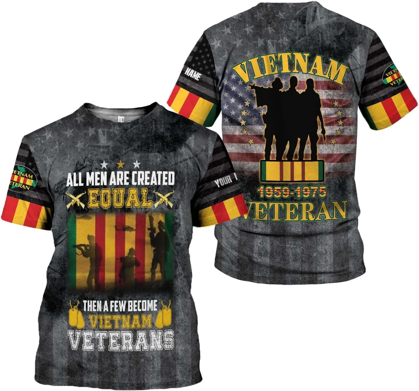Ligthuy Personalized Name Vietnam Veteran Shirts 3D, Veterans Shirts for Men and Women, Veteran's Shirt Vietnam Veteran S-5XL
