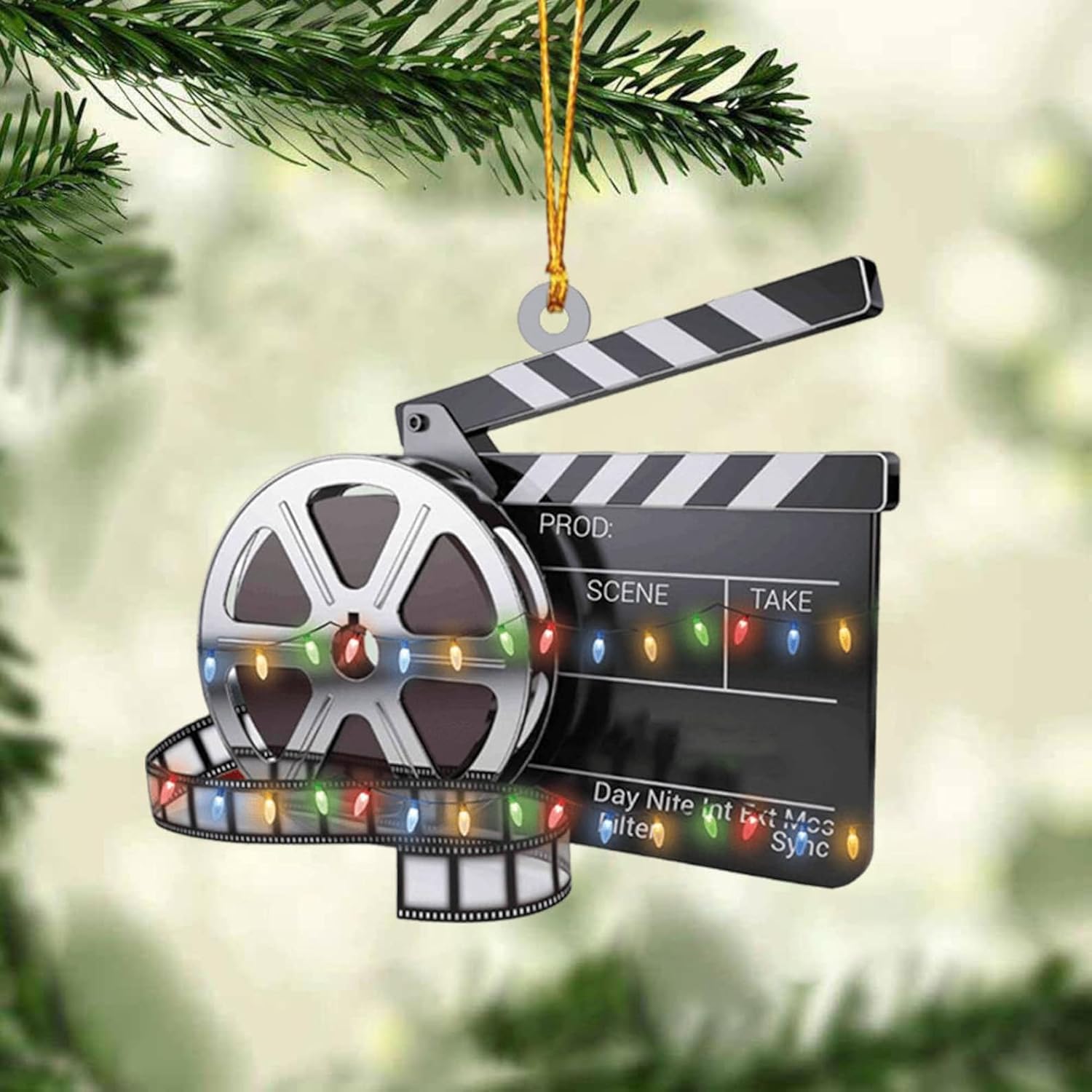 AOVL Personalized Film Clapboard Ornament Movie Clapper Christmas Ornaments Film Clapboard Ornament Film Clapper Ornament Director Clapboard Christmas Ornament Movie Clapperboard Theater (Film 15)