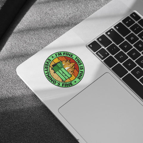 3 Pcs It's Fine I'm Fine Everything is Fine Sticker, Its Fine Im Fine Everythings Fine Sticker, This is Fine Sticker Mental Health Funny Fire Dumpster Stickers for Laptop Bottle Phone Car Helmet 3"x3"