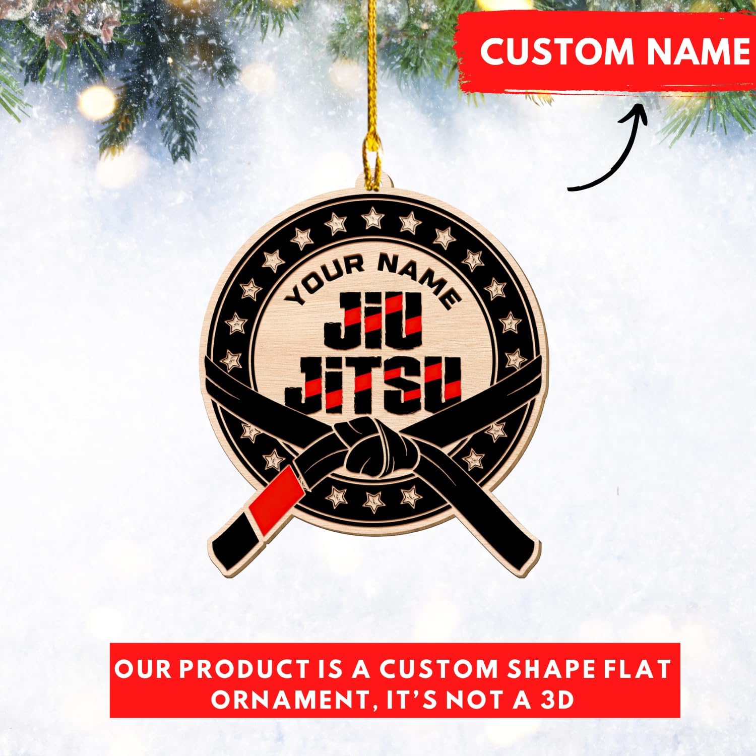 Personalized Jiu Jitsu Ornament Brazilian Jiu Jitsu Gift Hanging for Men Jiu Jitsu Custom Name Jiu Jitsu Christmas Ornament for Xmas 2024 Gift for Sensei Instructor Ornaments (Style 5)