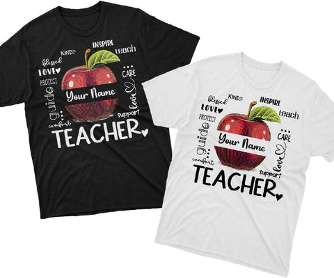 Personalized Teacher Shirts for Women Men, Teacher Tshirts Teach Shirts Teacher T-Shirts Rainbow Teacher T Shirt (TS61)