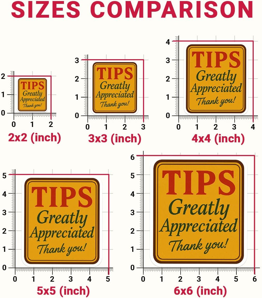 3 Pcs Tips Appreciated Thank You Sticker Tip Jar Stickers 3 Inch – Labels for Tip Jars, Bartender Waiter Waitress Cafe Restaurant Bar Vinyl Decal for Shops Water Bottles Laptop Phone Car Helmet