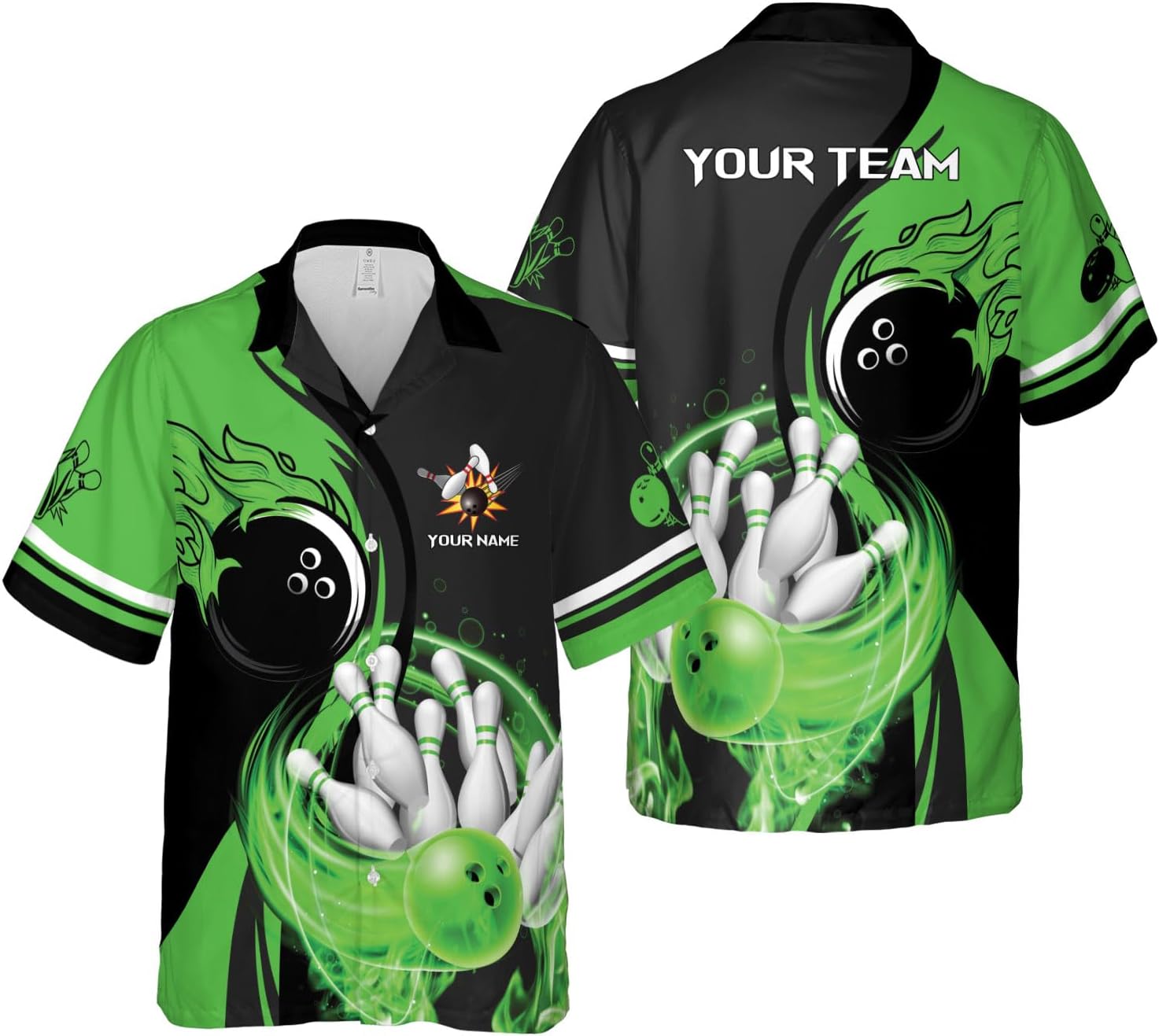 Rivelus Personalized Name Bowling Hawaii Shirts for Men and Women 3D, Bowling Shirts for Team Bowling, Bowling Shirts Gift