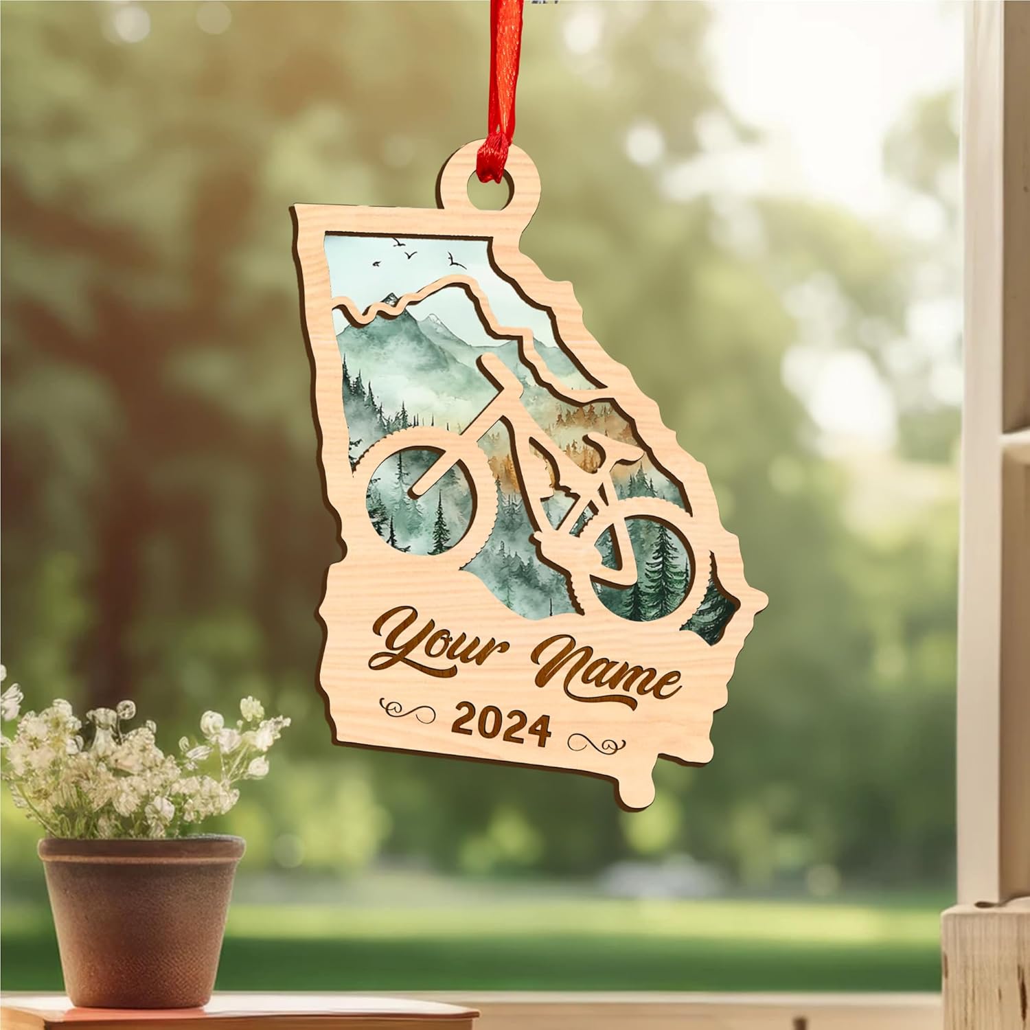 Personalized Bicycle Christmas Ornaments 2023, Cycling Suncatcher Wooden Ornament Mountain Bikes Ornament Racing Bicycle for Christmas 2023, Cycling Biking Bicycle Ornament (Bicycle 10)