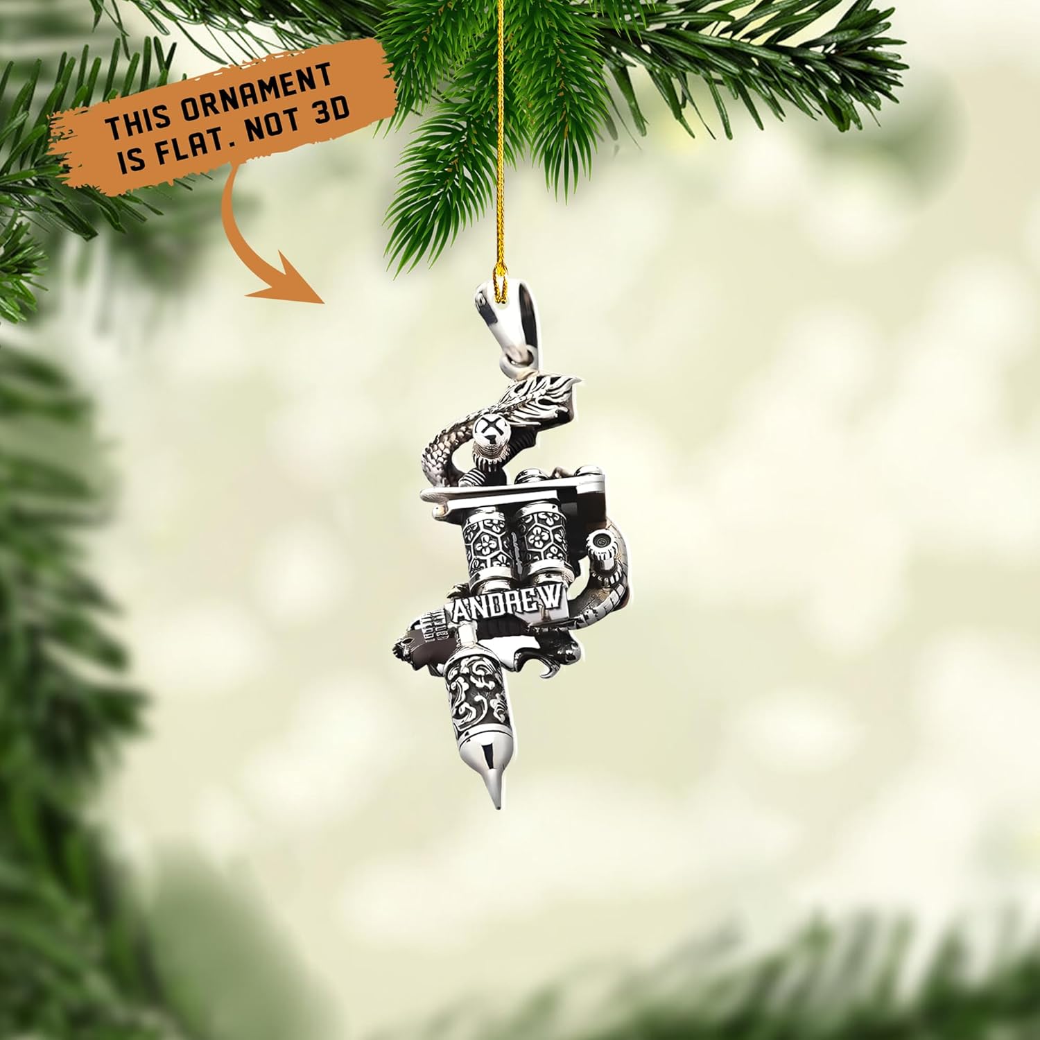 Personalized Tattoo Ornament, Tattoo Artist Christmas Ornaments 2024, Christmas Tattoos for Ornaments Gifts for Tattoo Artists Tattoo Machine Tattoo Shop Tattoo Artist Gifts Tree Decor (Tattoo 9)