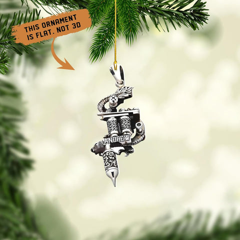 Personalized Tattoo Ornament, Tattoo Artist Christmas Ornaments 2024, Christmas Tattoos for Ornaments Gifts for Tattoo Artists Tattoo Machine Tattoo Shop Tattoo Artist Gifts Tree Decor (Tattoo 9)