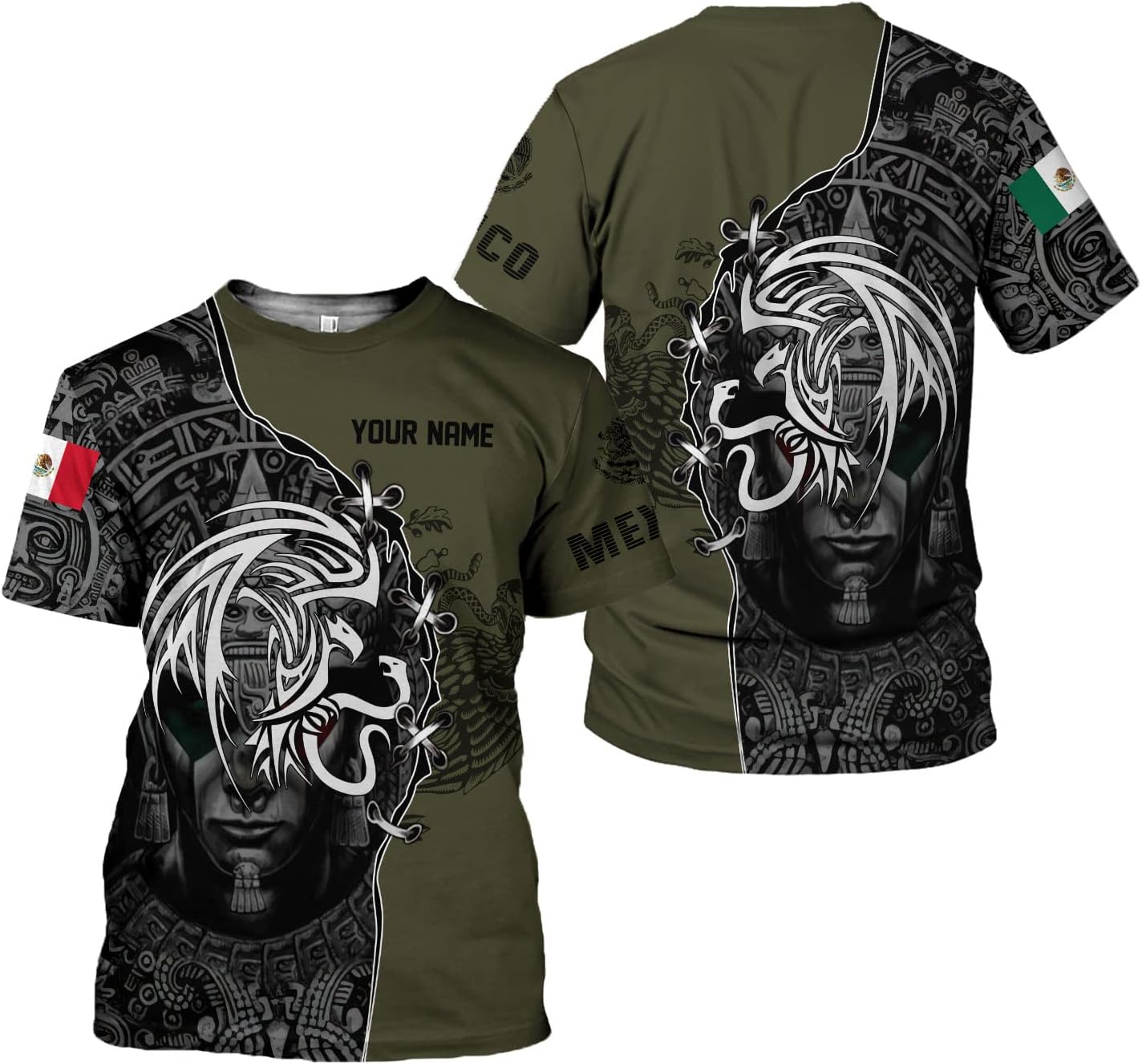 Personalized Aztec Warrior Mexico Mexican Hoodie Shirt Sweatshirt, Gift for American Mexican, Mexico Flag Gift Hoodie Men 3D All Over Printed Unisex For Men Women Adult Kid TS68