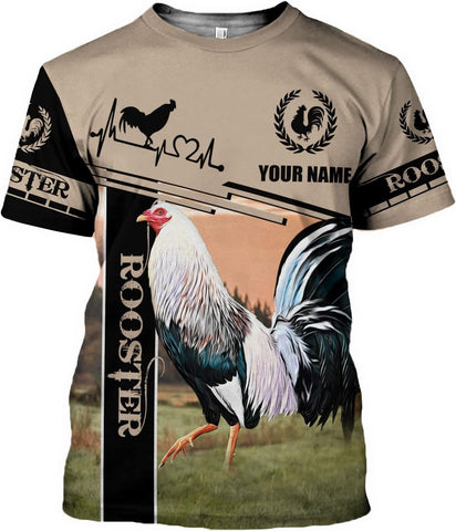 Mostprints Personalized Name Rooster Shirt 3D, Rooster Shirts for Men, Chicken tshirts shirts for women, Funny Chicken shirts