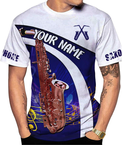 Personalized T Shirt for Saxophone Player, Custom Saxophone 3D Shirt Men Women, Present to Musican Saxophone Team Uniform