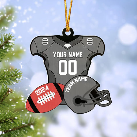 AOVL Personalized Football Ornament Customized Football Christmas Ornaments Football Ornament Christmas Hanging Décor Gift for Football Fans Football Gifts for Football (HFB1)