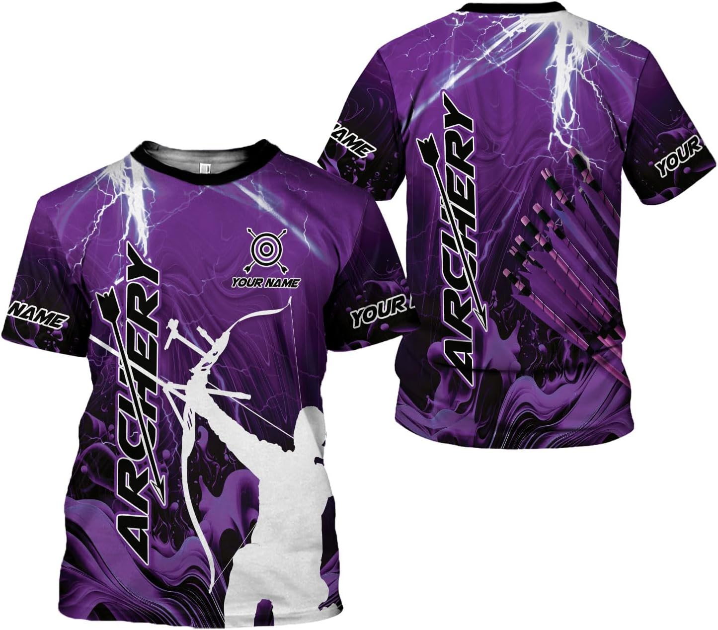 Custom Archery T-Shirt Bow and Arrow Personalized 3D Shirts for Archer Men Women Target Team Archery Apparel Gifts