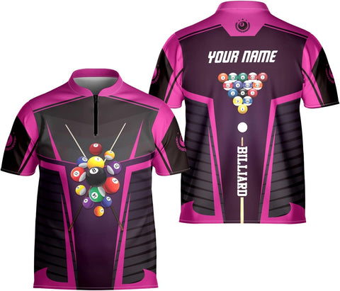 Artparel Personalized Billiard Jersey 3D Billiard Shirts for Men Billiard Bowling Jersey Billiards 9 Ball Pool Shirts for Men