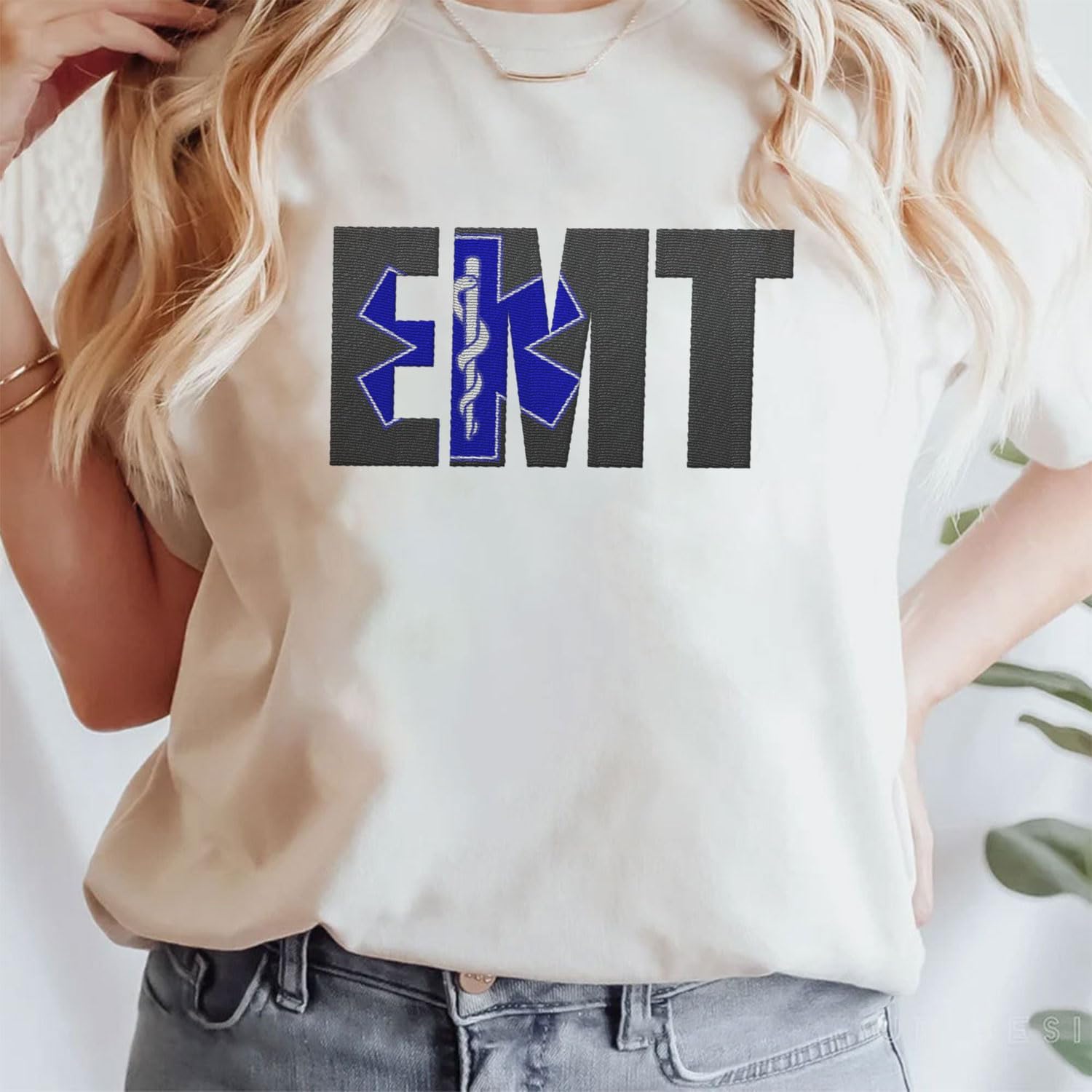 Suseaz EMT Personalized Embroidered Sweatshirt Emergency Medical Technician 911 Hoodie EMS Heart Thin White Line