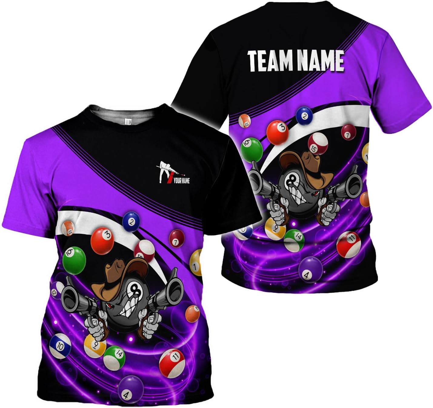 Ligthuy Personalized Name Billiard Shirts 3D, Billiards Shirt 8 Ball Billiard Shirt Custom Men's Pool Men Women1