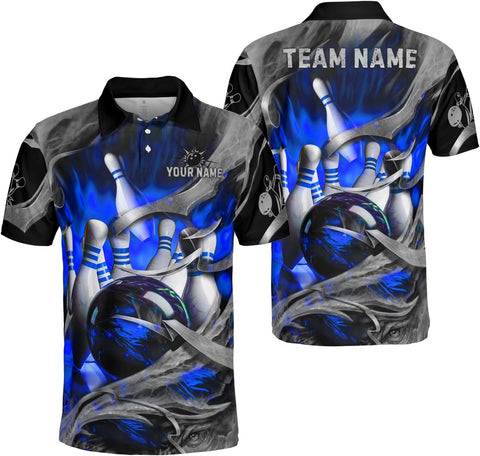 Mostprints Personalized Name Bowling Polo Shirts 3D for Men and Women, Bowling shirt, Bowling Shirts for Men Team Bowling Shirt