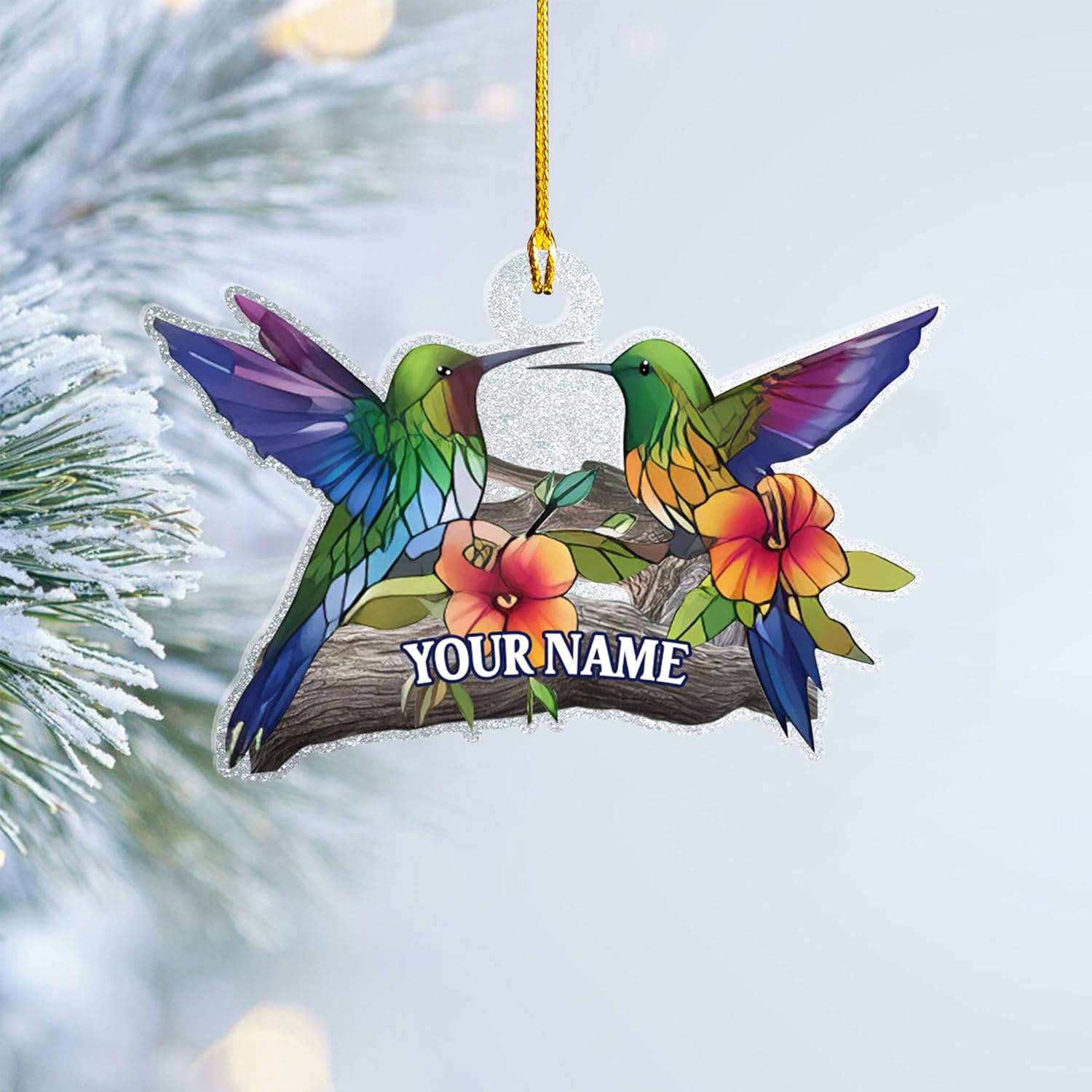 MAPrints Personalized Hummingbird Ornaments for Christmas Tree 2024, Hummingbird Christmas 2024 Ornament, Bird Wood Acrylic 2D Flat Shape Ornament, Gifts for Bird Lovers (NBird 1)