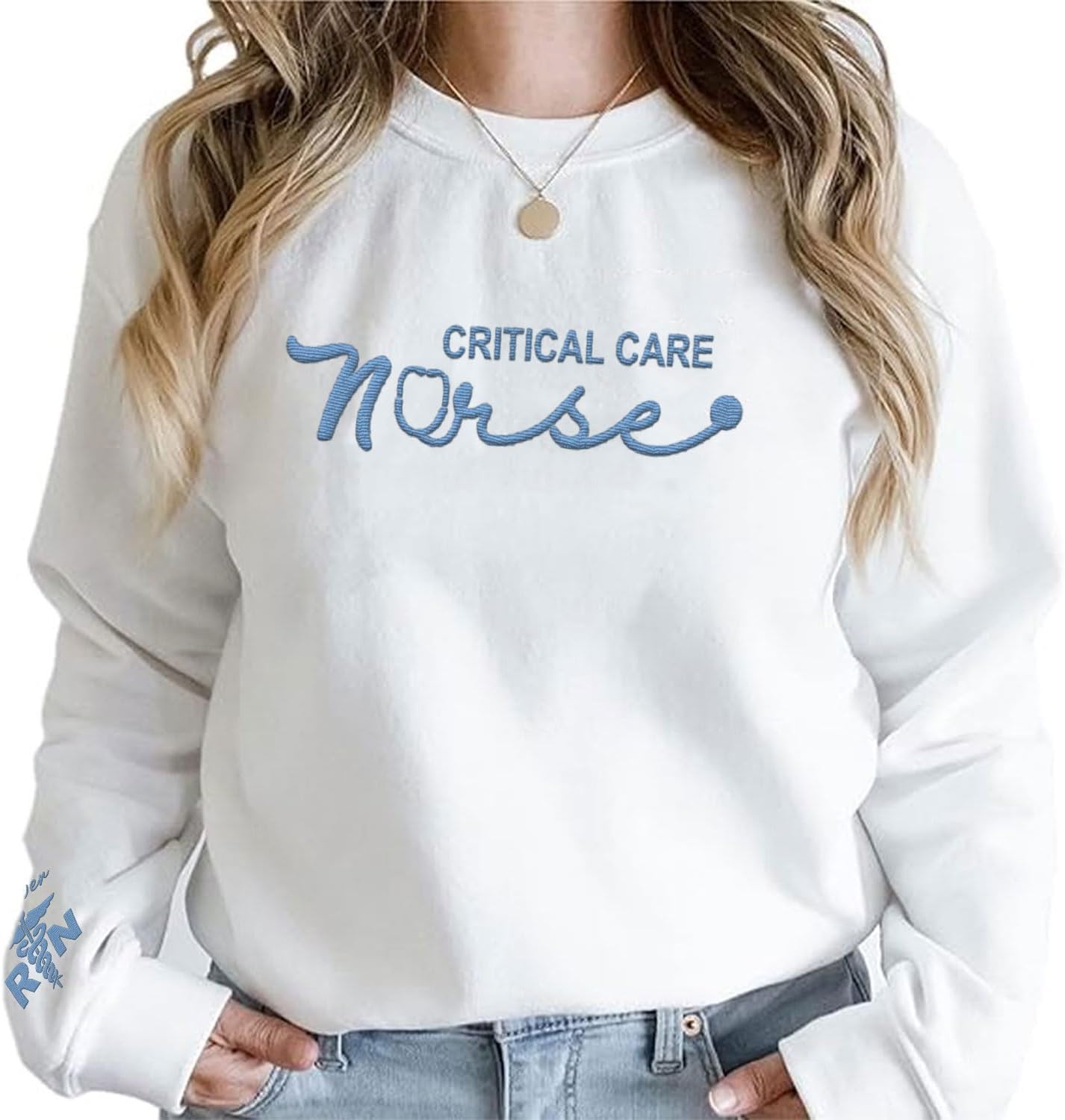 Suseaz Personalized Embroidered Nurse Sweatshirt, Custom Name Nurse Sweatshirt, Gift For Nurse, Women, Nursing School Shirt