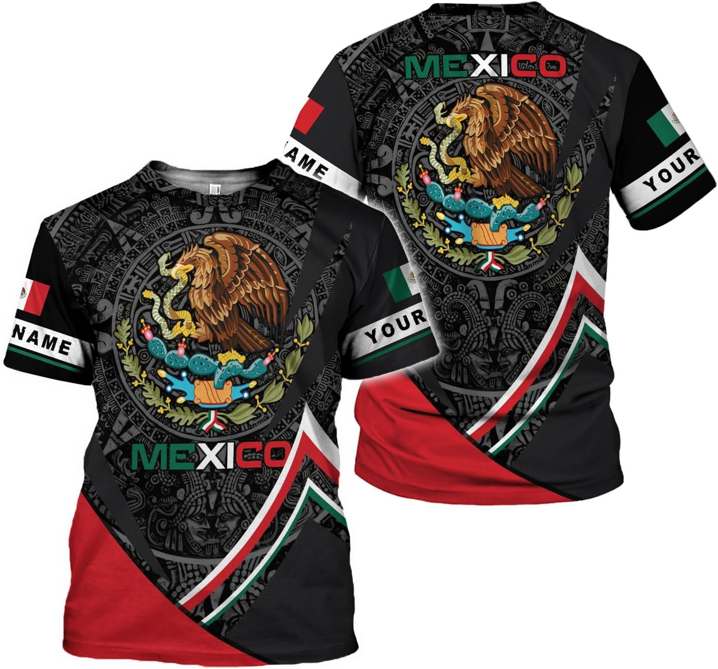 Mostprints Personalized Name Mexican Shirts for Men 3D, Customized Mexico Shirts for Men, Mexico Shirts for Women Mexico Shirt1