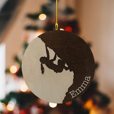 HomeDesign Personalized Rock Climbing Ornaments Custom Climbing Ornament Rock Climber Ornament, Mountain Climbing Bag, Climber Gift Bouldering Gifts Ornament Christmas Hanging Ornament