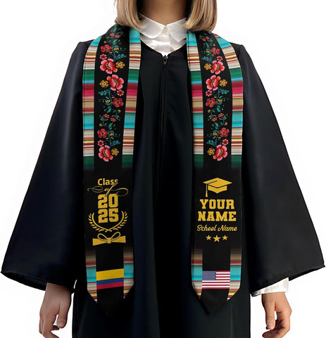 Pretyprints Colombians Graduation Sash, Custom Colombians American Flag Graduation Sash 2025, Colombia Graduation Stole