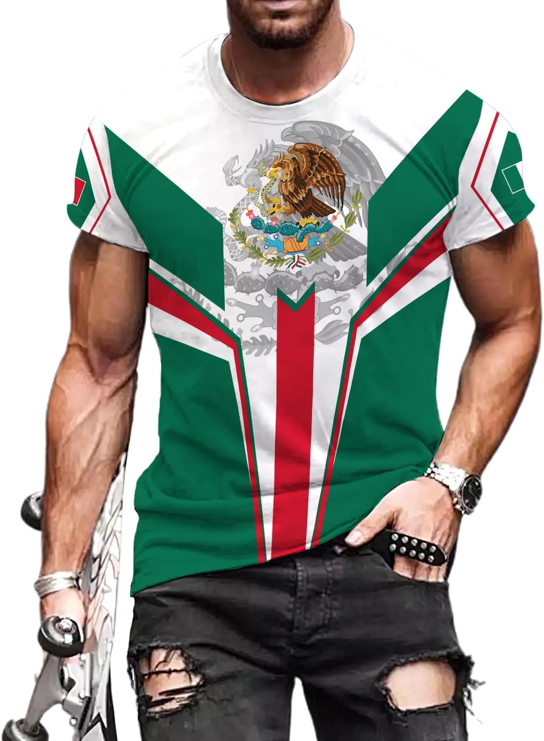 RoyalBro Personalized Mexico Shirt, Camisas de Mexico Customized Mexican Shirts Mexican Flag Mexico 3D Shirt for Men Women