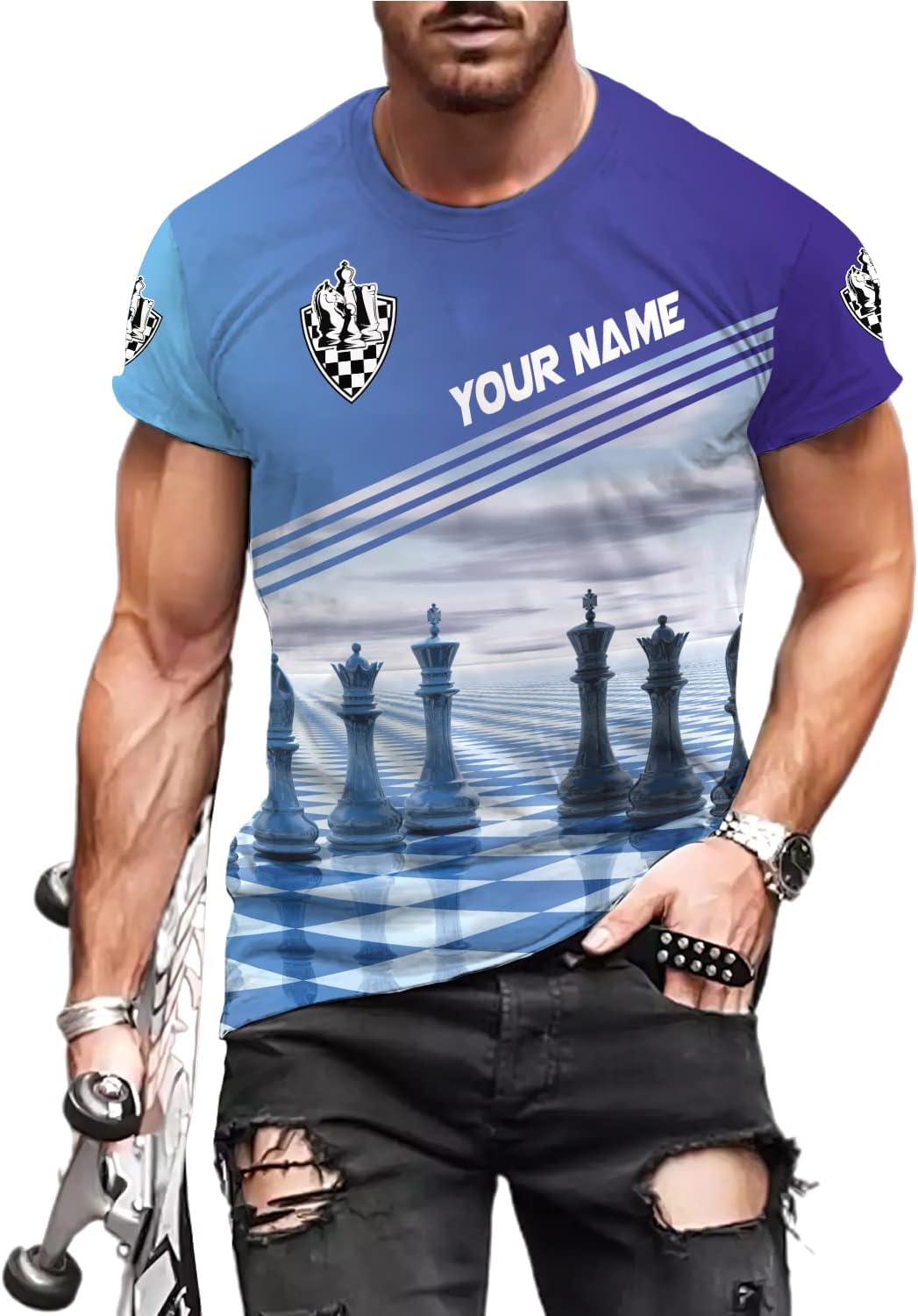 Personalized Name Chess 3D Full Color Shirt, Custom Name Chess 3D Shirt for Men, Women, Chess Lover, USA Chess Shirt