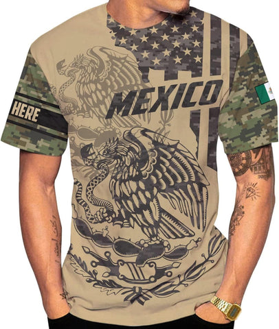 Mostefy Personalized Name Mexican Shirts 3D Customized Mexico Shirt US Flag, Mexican Shirts for Women Unisex