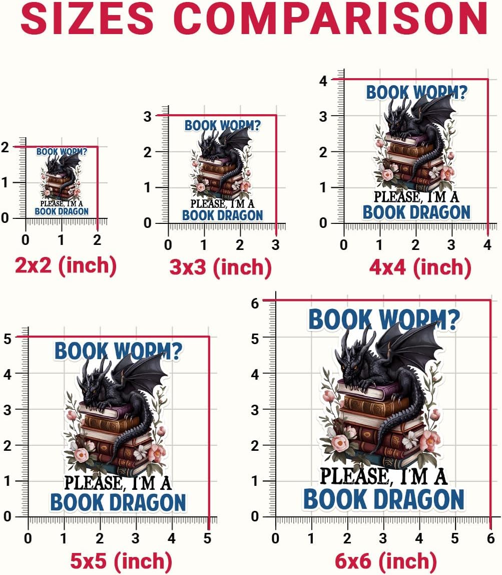 (3PCs) Bookworm Please I Am A Book Dragon Sticker, Fantasy Book Stickers for Kindle Adult, Bookworm Stickers, Dragon Sticker, Book Worm Gifts - Stickers for Laptop Water Bottle Phone Car Helmet 3"