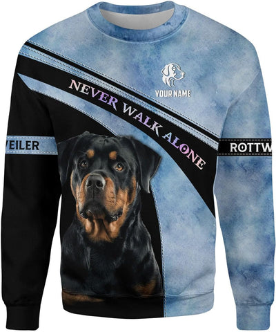 Personalized Rottweiler Dog 3D Hoodie, Custom Name Rottweiler Dog 3D T-Shirt, Sweatshirt, Hoodie Zip for Women, Mens