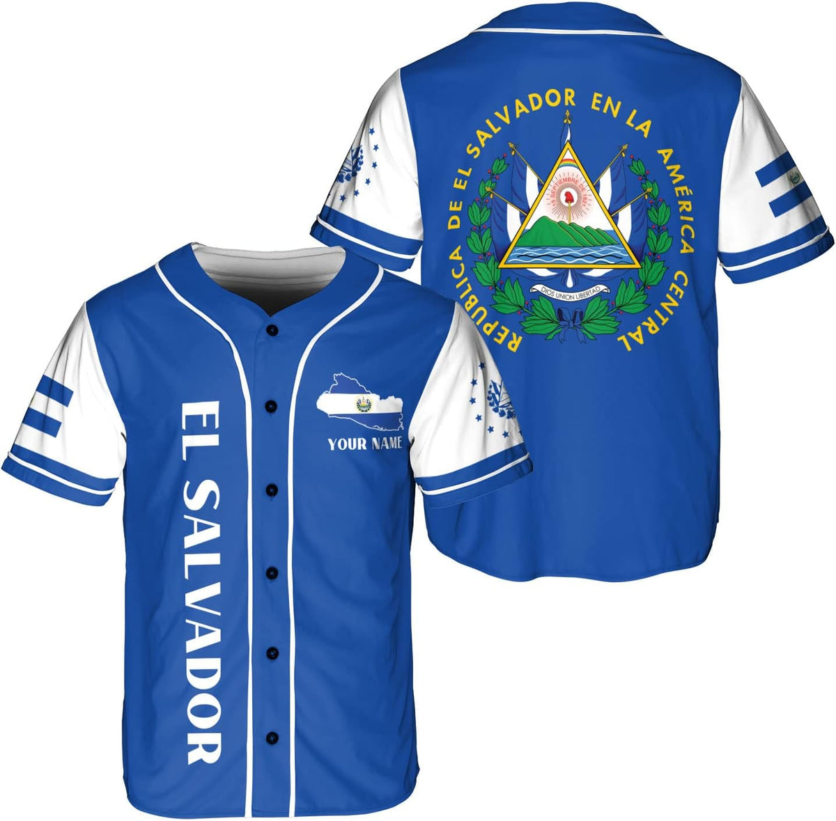 Leeprints Personalized Name El Salvador Baseball Jersey Shirt El Salvador Flag Shirt Salvadorans Pride El Salvadore��a