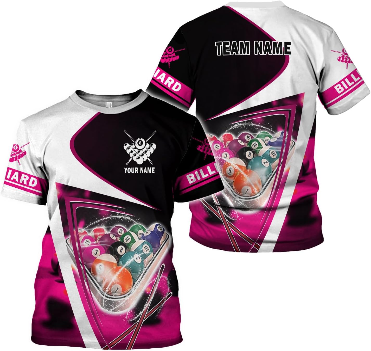 AOVL Personalized Billiard Shirts 3D Billiard Shirt Custom Billiard Flag Shirt Men's Pool Billiards Shirt 8 Ball Men Women