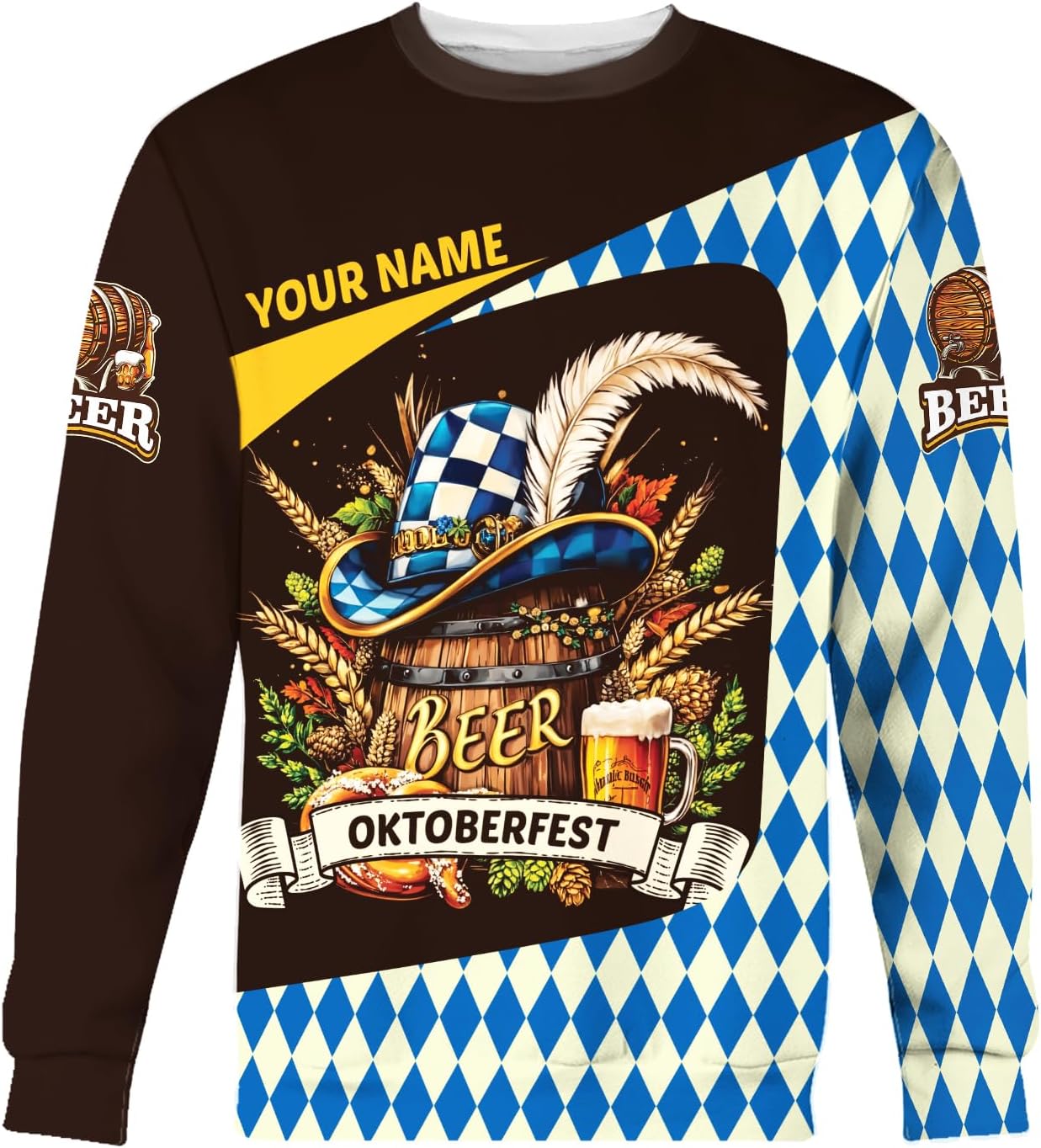 Pretyprints Personalized Oktoberfest Custom Name Shirt Gift For Beer Lover Oktoberfest 3D Shirts Beer Drinking Festival