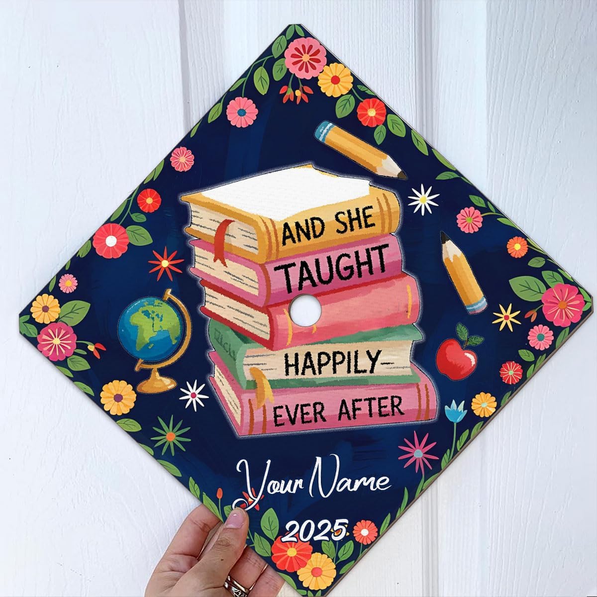Pretyprints Personalized Teacher Graduation Cap Topper Teacher Gift Class Of 2025 Graduation Cap Decoration Topper