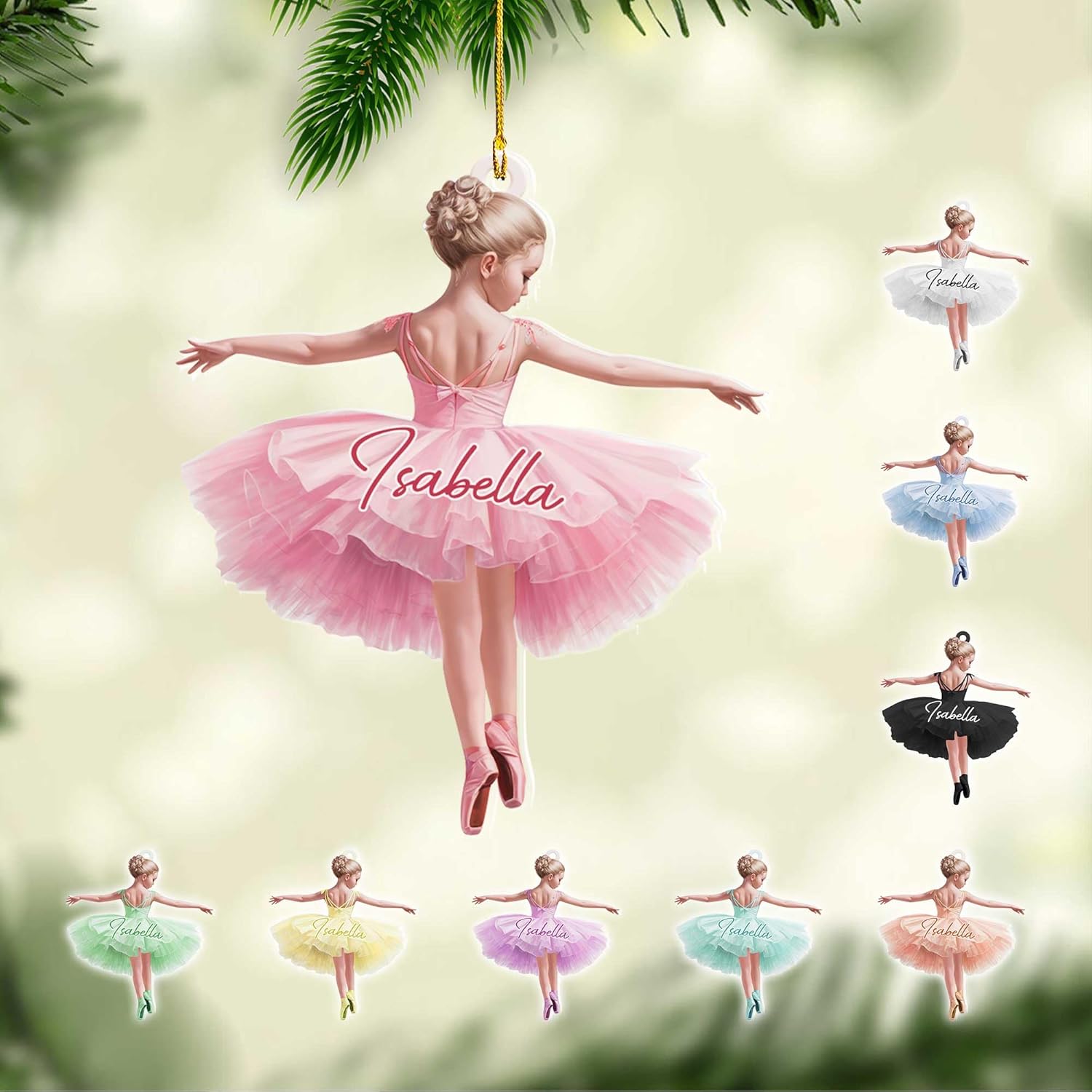 Personalized Ballet Ornament Ballerina Ornament Personalized Dancing Ornament Ballet Pointe Shoes Christmas Personalized Christmas Wood Plastic Ornament Gift for Ballet Dancers (1, BL13)