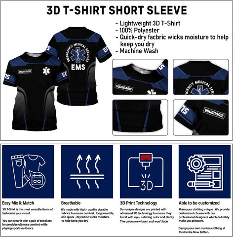Custom EMS EMT Shirts Men Women, Personalized Paramedic Uniform Emergency Medical Technician Apparel, EMS Week Gifts