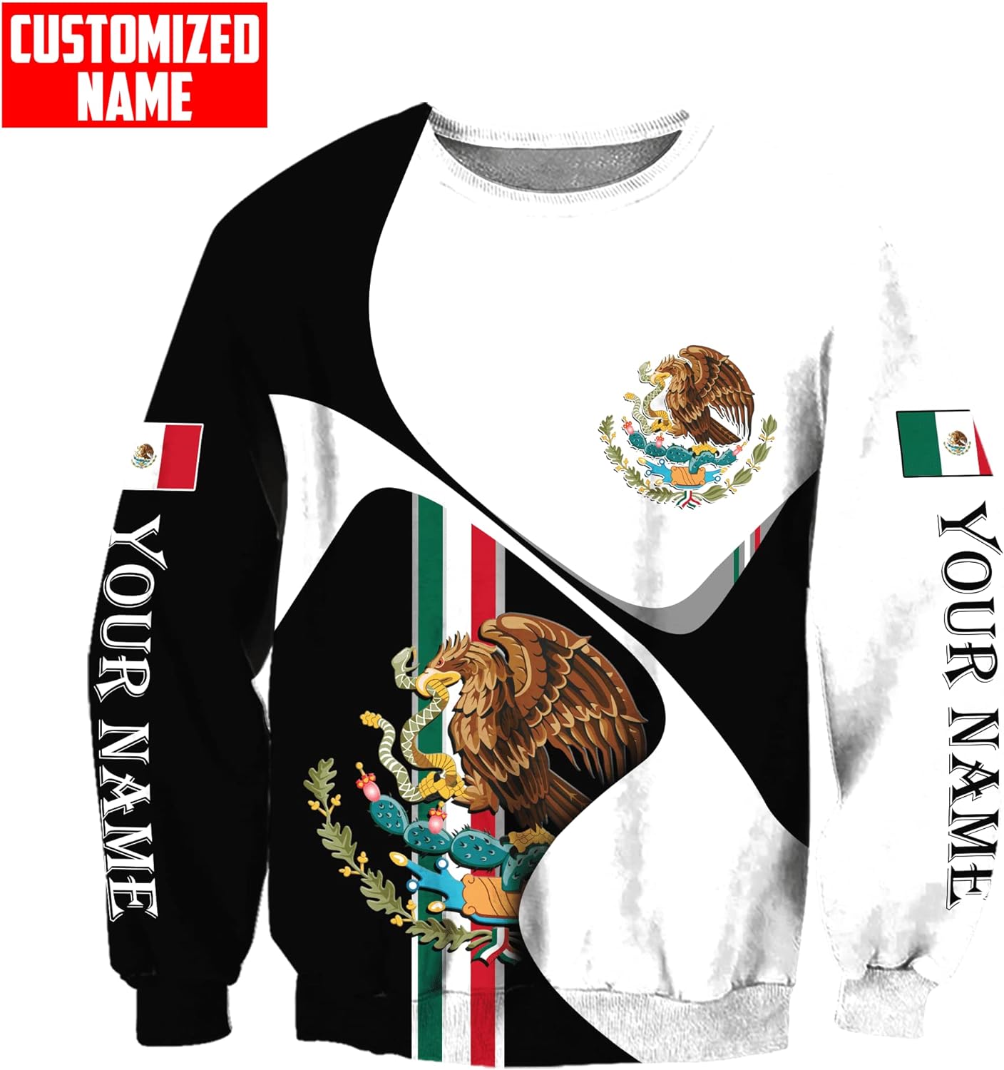 Personalized Name Mexico Unisex Hoodie, T Shirt, Zip Up Hoodie, Sweatshirt for Men Fullsize S-5XL AD1538 Multicolor